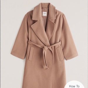 Abercrombie & Fitch Slouchy Belted Wool Blend Coat